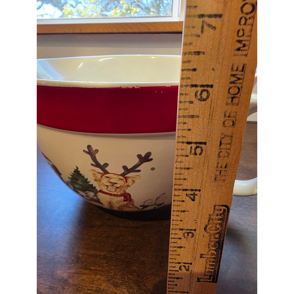 The Bake Shop Christmas Dog Print Bakeware Mixing Bowl One Size White Red - Picture 8 of 9